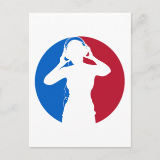 Girl with Headphones Postcard
