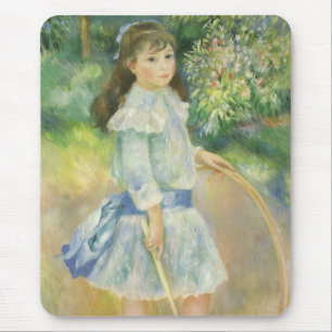 Girl with Hoop by Pierre Renoir, Vintage Fine Art Mouse Pad