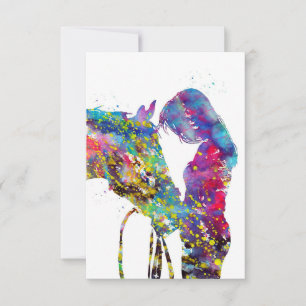 Girl With Horse Colourful RSVP Card