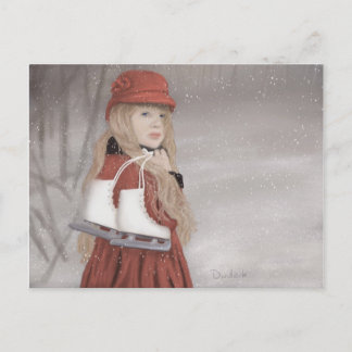 Girl with Ice Skates Postcard