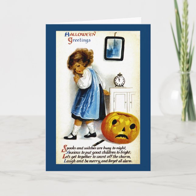 Girl with Jack o' Lantern Card (Front)