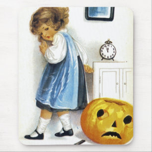 Girl with Jack o' Lantern Mouse Pad
