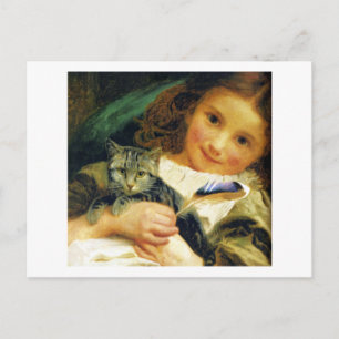 Girl with Kitten, Sophie Anderson Postcard