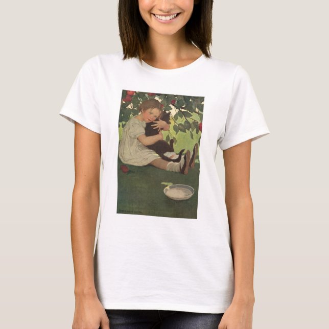 Girl with Kitten T-Shirt (Front)