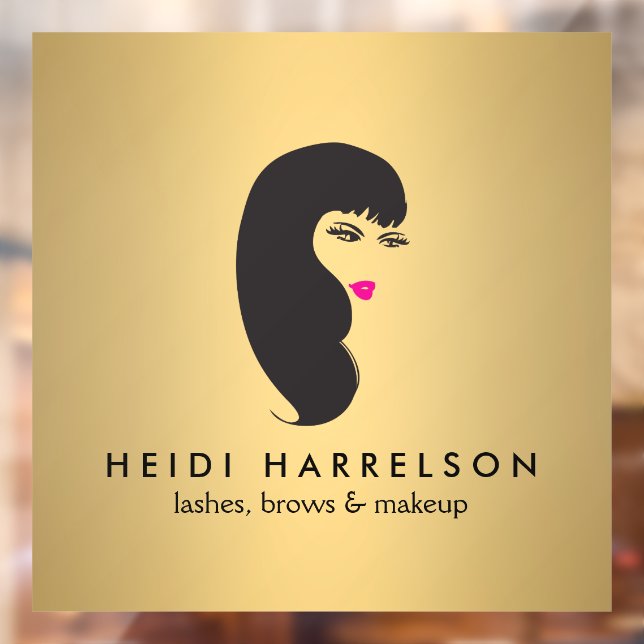 Girl with Lashes Faux Gold Beauty Salon Window Cling (Sheet 2)