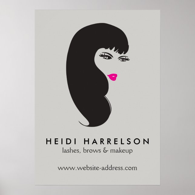 Girl with Lashes on Lt Grey Beauty Poster (Front)