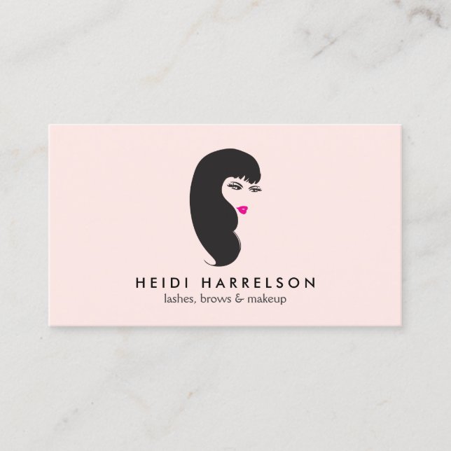 Girl with Lashes on Pink Beauty Business Card (Front)