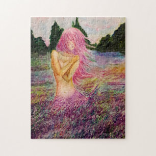 Girl With Lavender Aroma Jigsaw Puzzle Painting