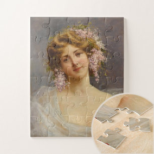 Girl with Lilacs, Achille Beltrame Art Jigsaw Puzzle