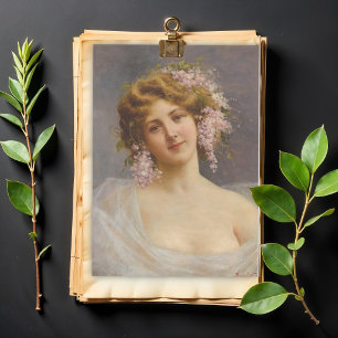 Girl with Lilacs, Achille Beltrame Art  Tissue Paper