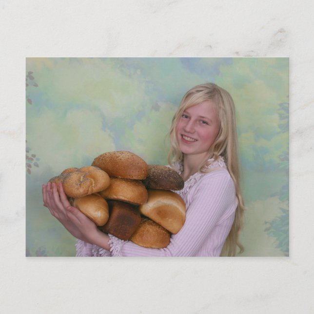Girl with loafs of bread postcard (Front)