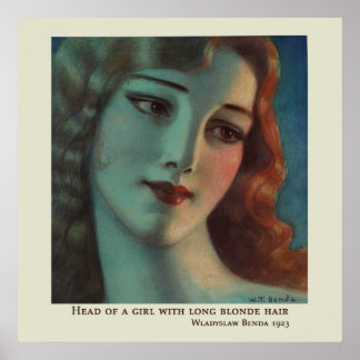Girl with Long Blond Hair by Wladyslaw Benda Poster