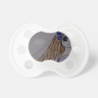 girl with long hair pacifier