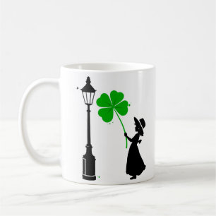 Girl with lucky clover coffee mug