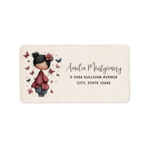 Girl with Magic Wand and Butterflies - Address Label