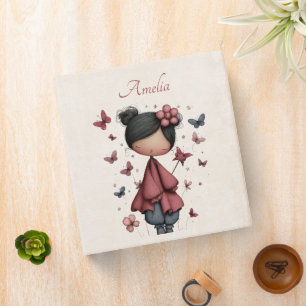 Girl with Magic Wand and Butterflies Binder