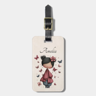 Girl with Magic Wand and Butterflies Luggage Tag