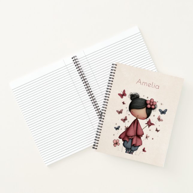 Girl with Magic Wand and Butterflies Notebook (Inside)