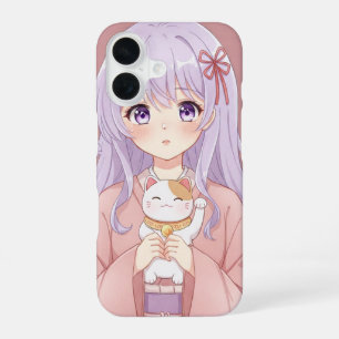  Girl with Maneki-Neko by Natasha Us   iPhone 16 Case