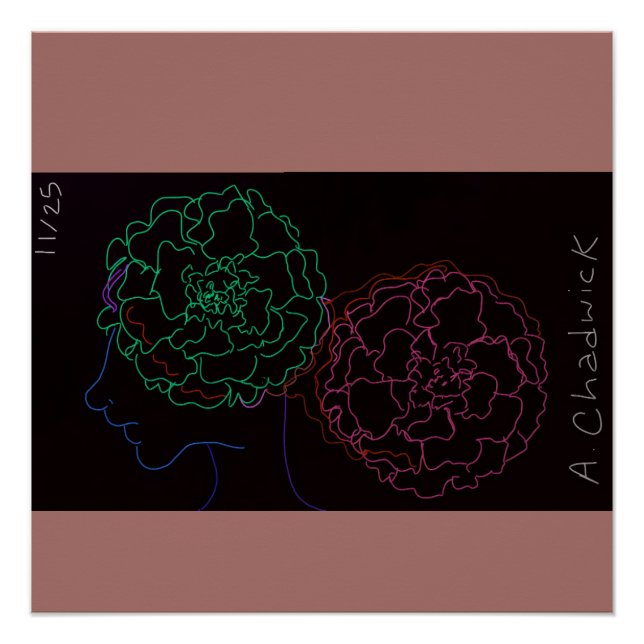 Girl with Marigold Afro Puffs Glossy Poster (Front)