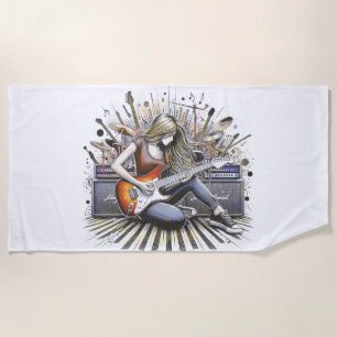 Girl with musical vibes beach towel