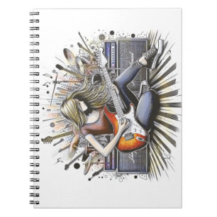 Girl with musical vibes notebook
