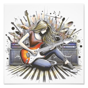 Girl with musical vibes photo print