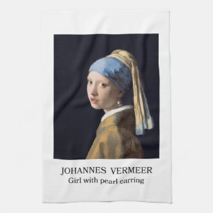 Girl with pearl earring 1665 Johannes Vermeer Kitchen Towel