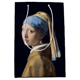 Girl with pearl earring 1665 Johannes Vermeer Medium Gift Bag