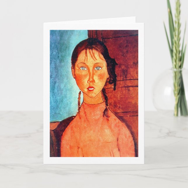 Girl with Pigtails, Modigliani Card (Front)