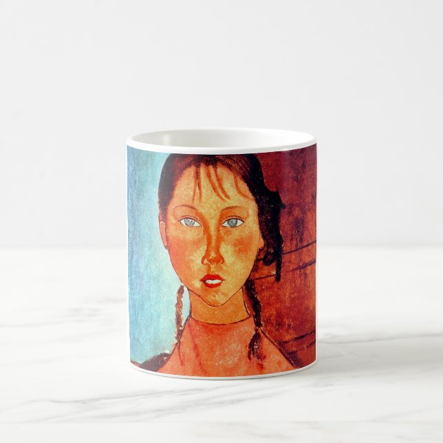 Girl with Pigtails, Modigliani Coffee Mug (Center)