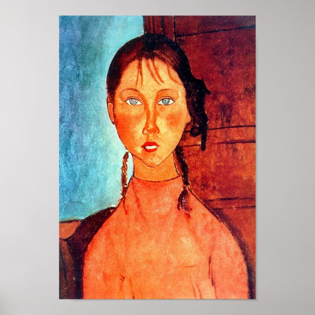 Girl with Pigtails, Modigliani Poster (Front)