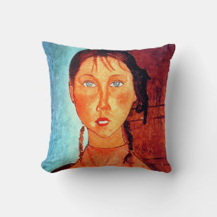 Girl with Pigtails, Modigliani Throw Pillow