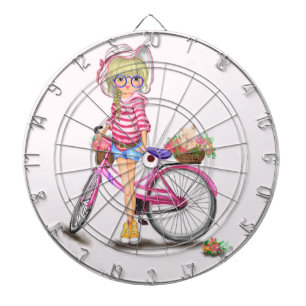 Girl with Pink Bike Dart Board