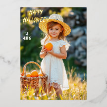 Girl with Pumpkin Basket Happy Halloween