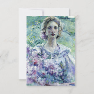 Girl with Purple Flowers (by Robert Reid) Card