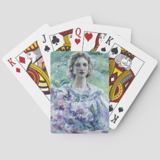 Girl with Purple Flowers (by Robert Reid) Playing Cards