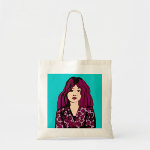 girl with purple hair tote bag