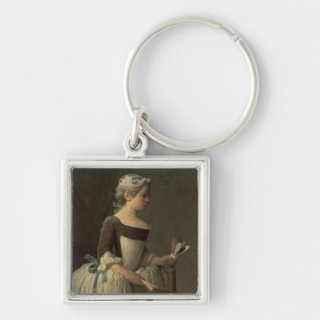 Girl with Racket and Shuttlecock Keychain (Front)