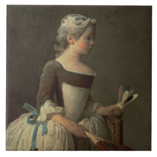 Girl with Racket and Shuttlecock Tile