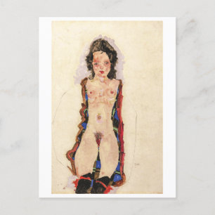 Girl with Red Garters Egon Schiele Postcard