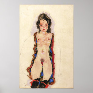 Girl with Red Garters   Egon Schiele   Poster
