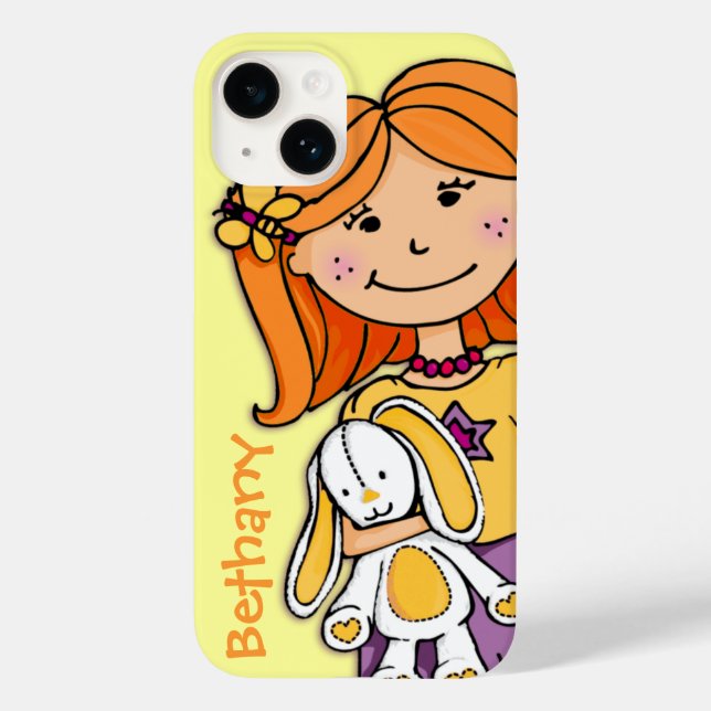 Girl with red hair cuddling bunny rabbit graphic Case-Mate iPhone case (Back)