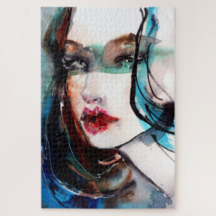 Girl with red lips Jigsaw Puzzle