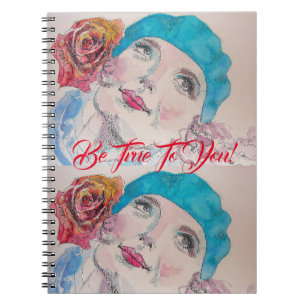 Girl With Red Rose Beret Be True Girls Notebook