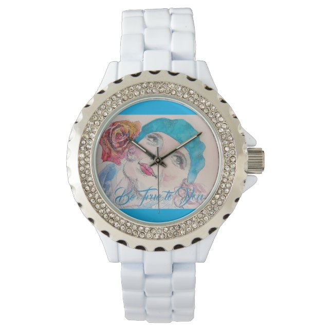 Girl with Red Rose Beret Be True To You Watch (Front)