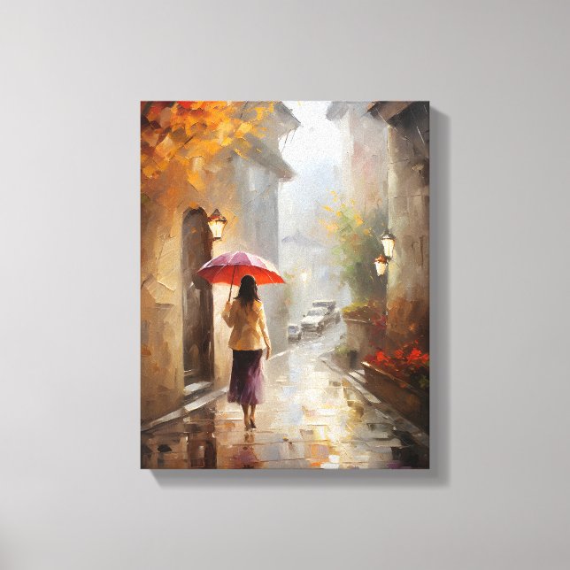 Girl with Red Umbrella Canvas Print (Front)