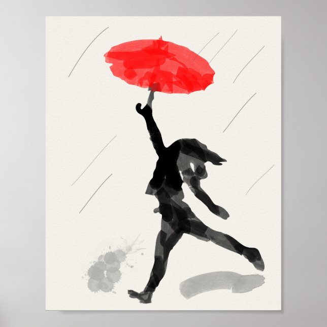 Girl With Red Umbrella Sketch Poster (Front)