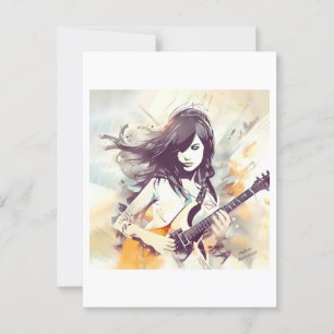 Girl with rock music vibes postcard