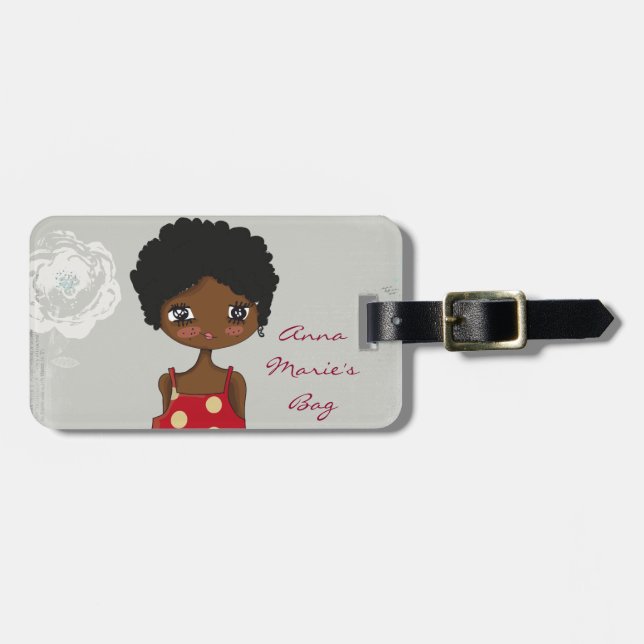 Girl with Rose Luggage Tag (personalize) (Front Horizontal)